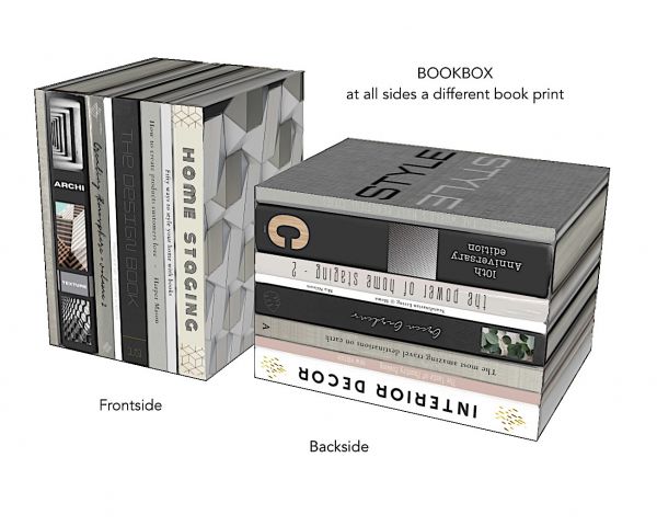 LIBRI DI CARTONE scatola grande. Tutti i lati del cubo sono realizzati con stampe di libri diversi o pagine di libri. Può essere utilizzata in verticale o in orizzontale. Il prezzo si riferisce ad UNA singola scatola libri.