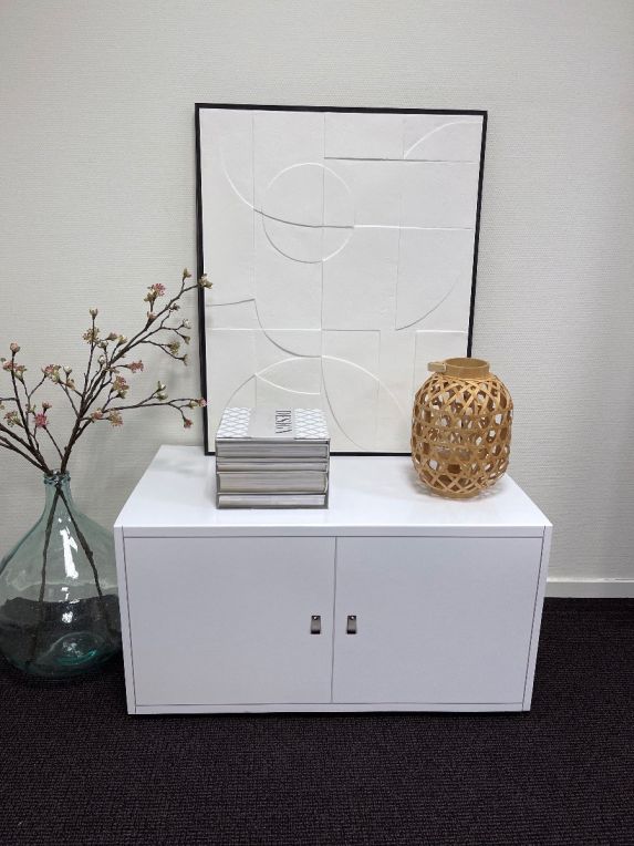 Cardboard cabinet Fay C (single) with Wall Art reliëf Painting - Wall Panel 3D with black frame by Cubiqz