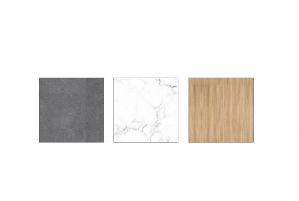 PIANO DI LAVORO RIMOVIBILE 60 CM CUBIQZ nei colori pietra grigia, marmo bianco, legno