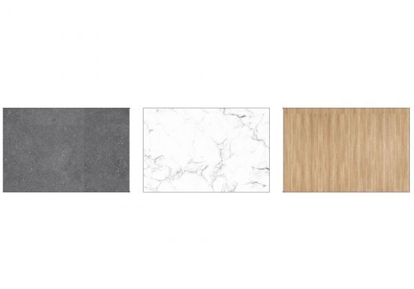 PIANO DI LAVORO RIMOVIBILE 90 CM CUBIQZ nei colori pietra grigia, marmo bianco, legno