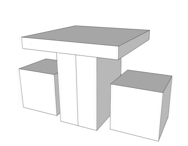 TAVOLO CUBIQZ CON 2 SGABELLI
