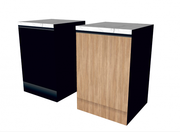 Modulo cucina in cartone stampato sul fronte e sul retro con due diversi colori e con top separato dalla base e intercambiabile - Cubiqz