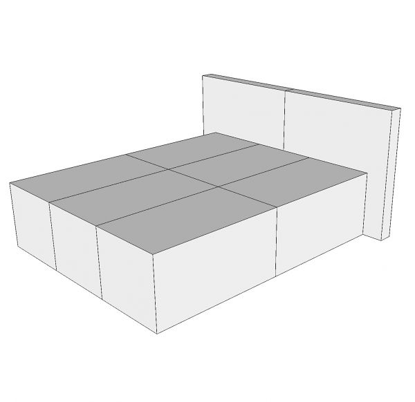 CUBIQZ LETTO DOPPIO DI CARTONE CON TESTIERA CUBIQZ 190 X 150 cm
