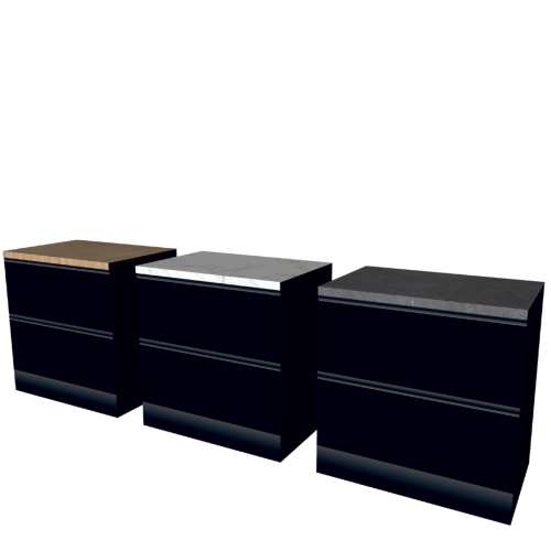 MODULO BASE 90 CM NERO | Cucina in Cartone Double Face + Top intercambiabile | Home Staging